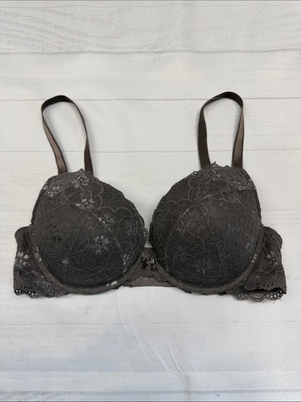 Torrid Gray Lace Push Up Plunge Bra Size 38D